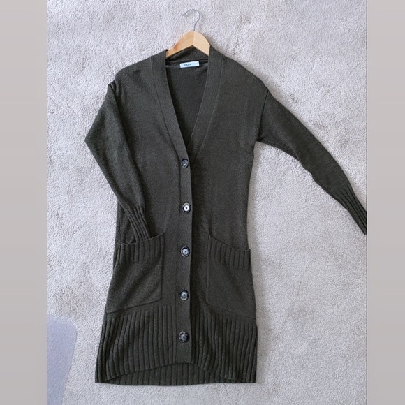 Button Down Cardigan, in Forest Green - Picture 1 of 3